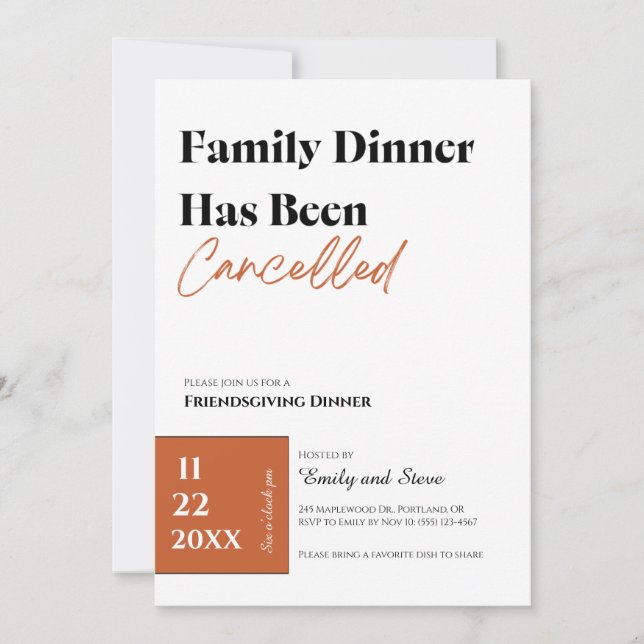 Convite para Jantar de Friendsgiving (Frente)