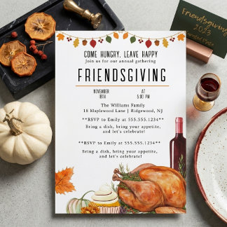 Convite para Jantar de Friendsgiving de Outono Vin
