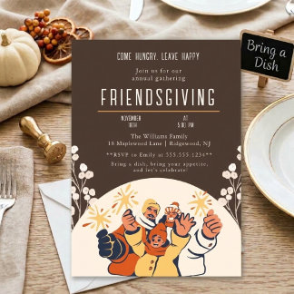 Convite para Jantar de Friendsgiving de Outono Vin