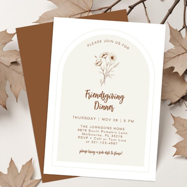 Convite para Jantar de Friendsgiving Floral Modern (Friendsgiving Dinner Invite)