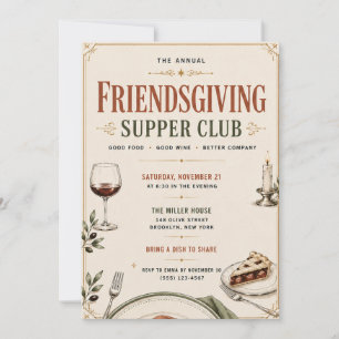 Convite para Jantar de Friendsgiving no Clube de J