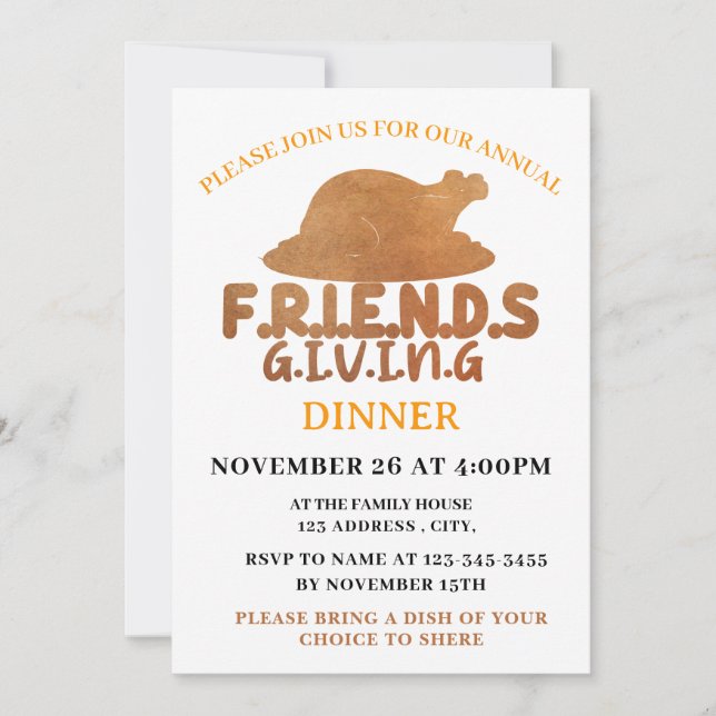 Convite para jantar de Friendsgiving no Peru (Frente)