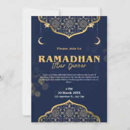Convite para Jantar de Iftar Moderno Blue Gold