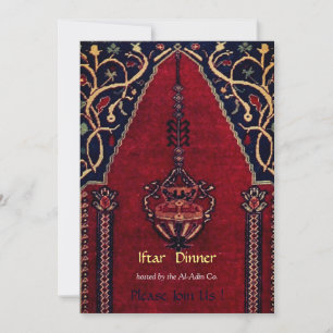 Convite para jantar de iftar na Mesquita com tapet