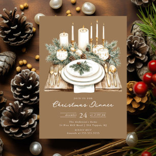 Convite para Jantar de Natal à Luz de Velas Rústic