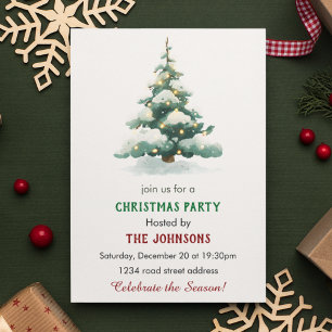 Convite para Jantar de Natal com Árvore Caprichosa