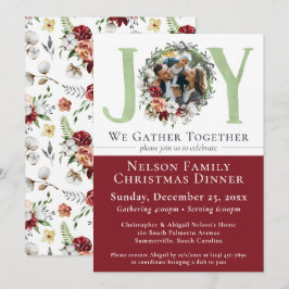 Convite para Jantar de Natal em Algodão com Estamp