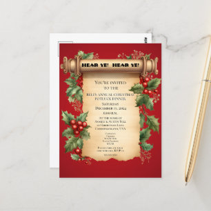 Convite para Jantar de Natal Potluck Pergaminho Mu