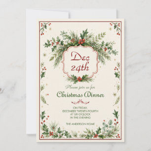 Convite para Jantar de Natal Vintage