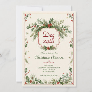 Convite para Jantar de Natal Vintage