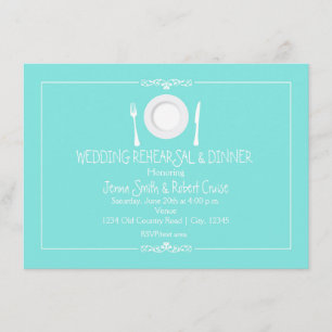 Convite para Jantar de Rehearsal de Casamento Azul