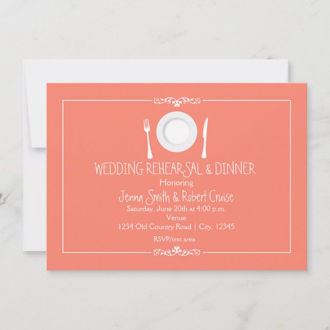 Convite para Jantar de Rehearsal de Casamento Eleg (Frente)