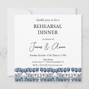 Convite para Jantar de Rehearsal do Tulipa Azul de