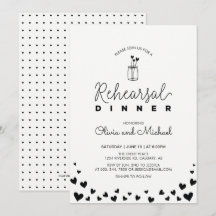 Convite para Jantar de Rehearsal Preto e Branco | 