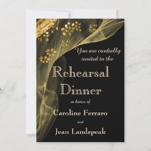 Convite para Jantar de Rehearsal Preto e Dourado R