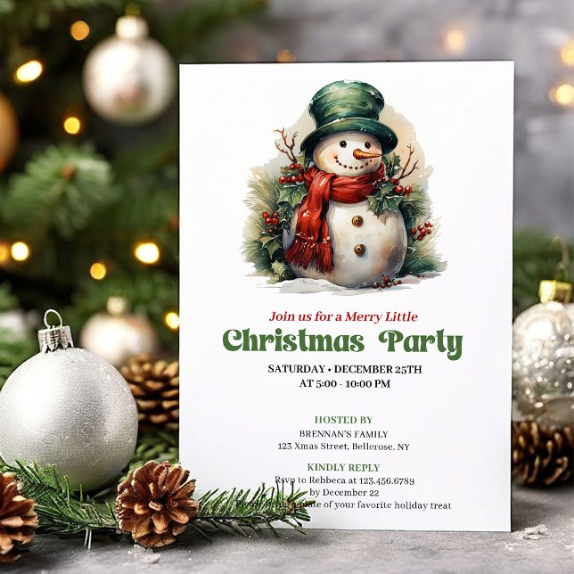 Convite para Jantar do Boneco de Neve Vitoriano Ac (Cozy Victorian Christmas Angel Dinner Invite)