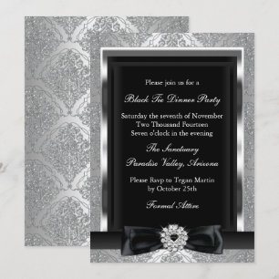 Convite para jantar formal de gala Damask & Bow
