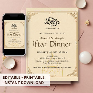 Convite para Jantar Iftar no Estilo Vintage com Ar
