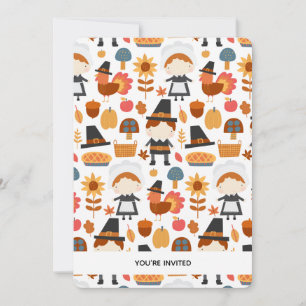 Convite para jantar no Dia de Ação de Graças com p