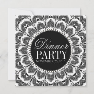 Convite para Jantar Temático Tribal Preto e Branco