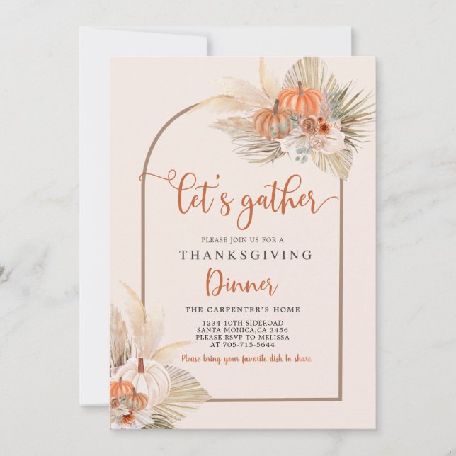 Convite para Jantas de Ação de Graças (Frente)