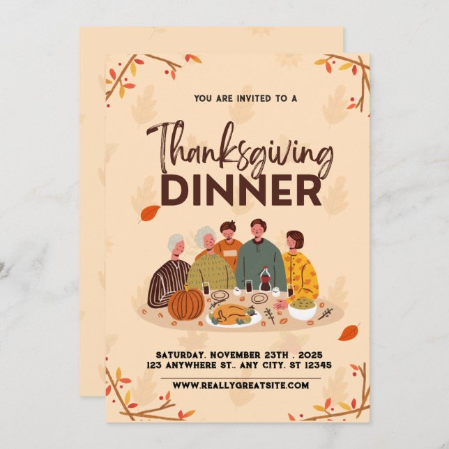 Convite para Janto de Ação de Graças de Bonita Ami (Frente/Verso)