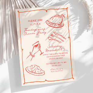 Convite para Janto de Ação de Graças Desenhado à M