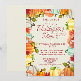 Convite para Janto de Ação de Graças para Polpkins