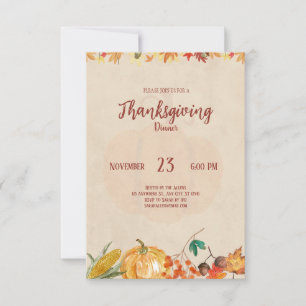 Convite para Janto de Ação de Graças Pumpkin Autum