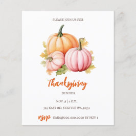 Convite para Janto de Ação de Graças Pumpkins Qued