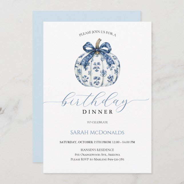 Convite para Janto de Aniversário da Mulher Abóbor (Frente/Verso)