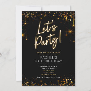 Convite para Janto de aniversário de Sparkle preto