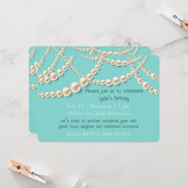 Convite para Janto de Aniversário do Elegant Pearl (Frente/Verso In Situ)