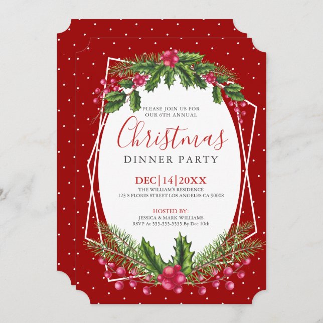 Convite para janto de buquê de Natal (Frente/Verso)