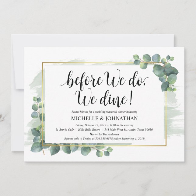 Convite para Janto de Casamento Eucalyptus (Frente)