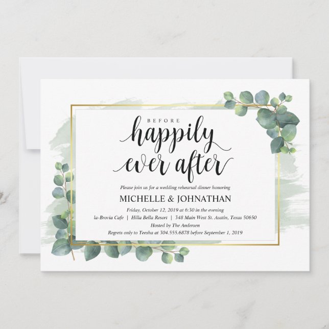 Convite para Janto de Casamento Eucalyptus (Frente)