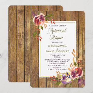 Convite para Janto de Casamento Floral de Madeira 