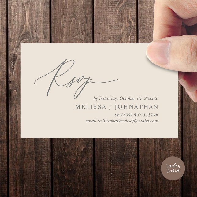 Convite para Janto de Casamento RSVP Romântico Mod (Modern Romantic RSVP Wedding Dinner Invitation Enclosed Reminder Online Email Card, Cream Grey)
