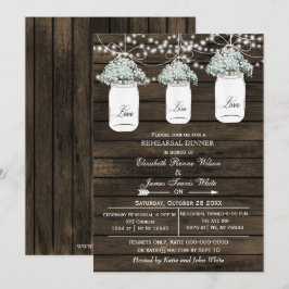 Convite para janto de ensaio Barnwood Mason Jars