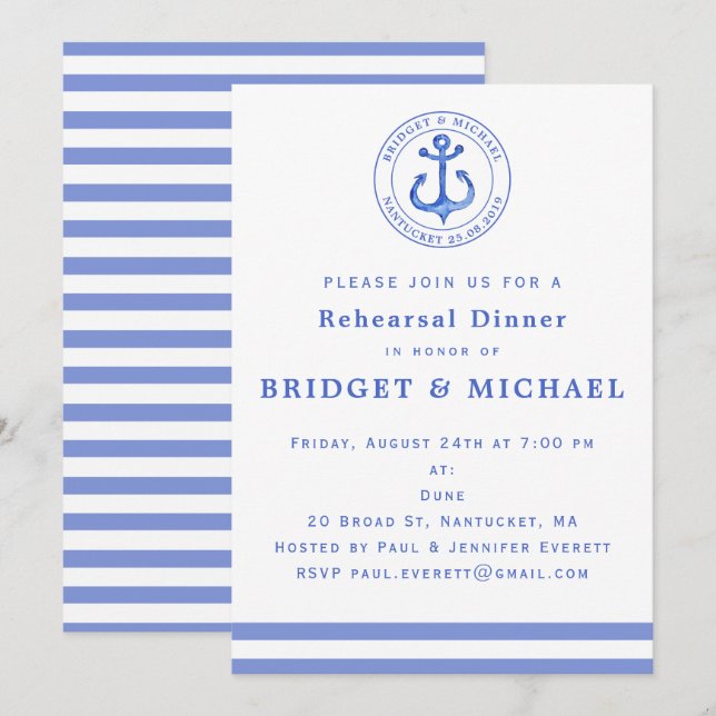 Convite para Janto de Ensaio de Âncora Náutica Azu (Frente/Verso)