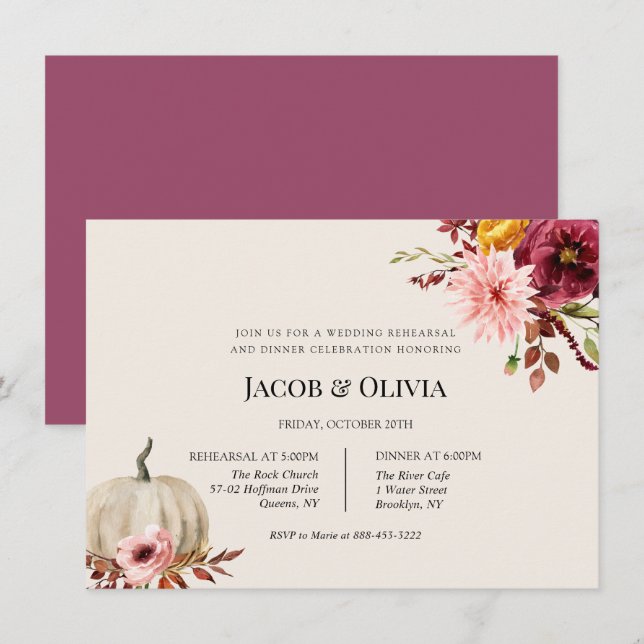 Convite para Janto de ensaio de Casamento de Bomba (Frente/Verso)