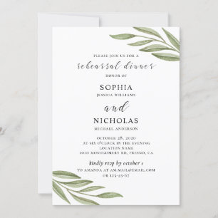 Convite para janto de ensaio de casamento Greenery