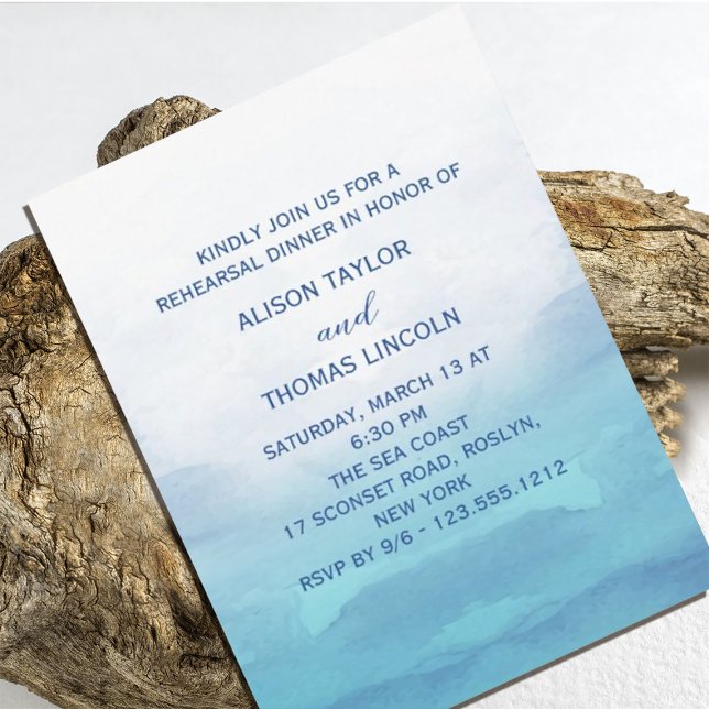 Convite para Janto de ensaio de casamentos marítim (Sea Wedding Rehearsal Dinner Invitation. Our coastal chic design for summer weddings.)
