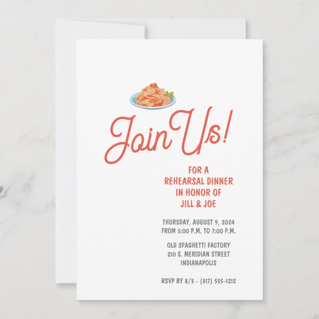 Convite para Janto de ensaio de esparguete (Frente)