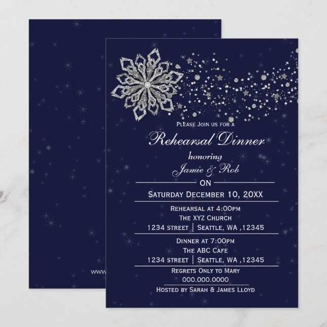 Convite para Janto de ensaio de inverno de marinho (Frente/Verso)