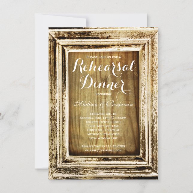 Convite para Janto de ensaio de madeira da bacia r (Frente)