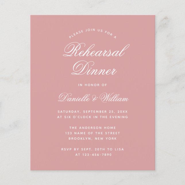 Convite para Janto de ensaio de orçamento de Rosa  (Frente)