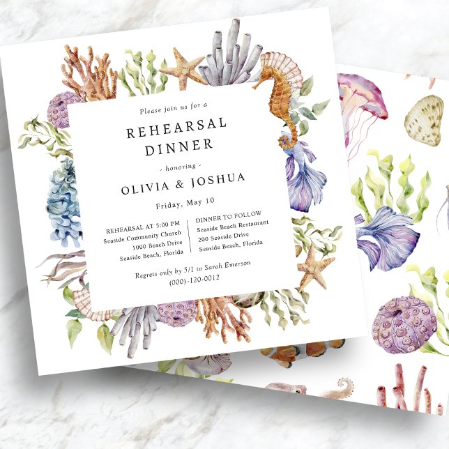 Convite para Janto de ensaio de praia (Beach Rehearsal Dinner Invitation
)