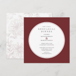 Convite para Janto de Ensaio de Qui Floral Burgund