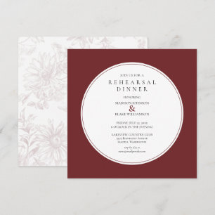 Convite para Janto de Ensaio de Qui Floral Burgund